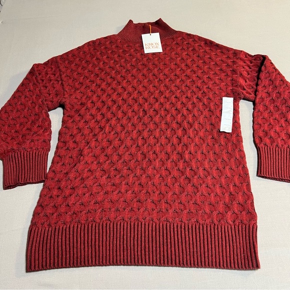Knox Rose Sweater Women’s Small NWT | Textured Mock Neck Pullover Red Cozy Knit - Picture 4 of 14